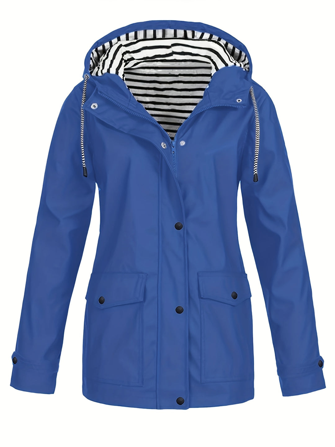 Gestreifte Jacke mit Kapuze und Reißverschluss für Damen