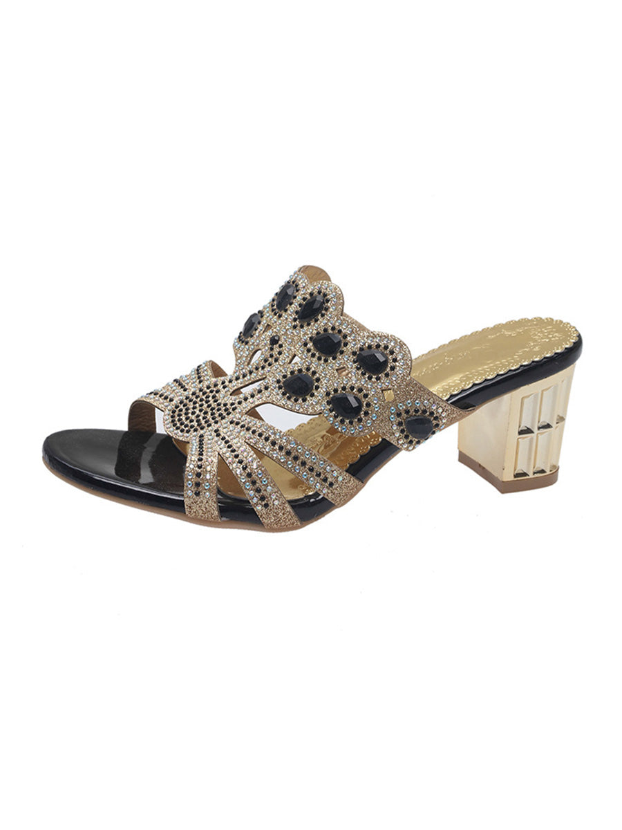 Damen Pumps mit offenem Zehenbereich und Strass für festliche Anlässe