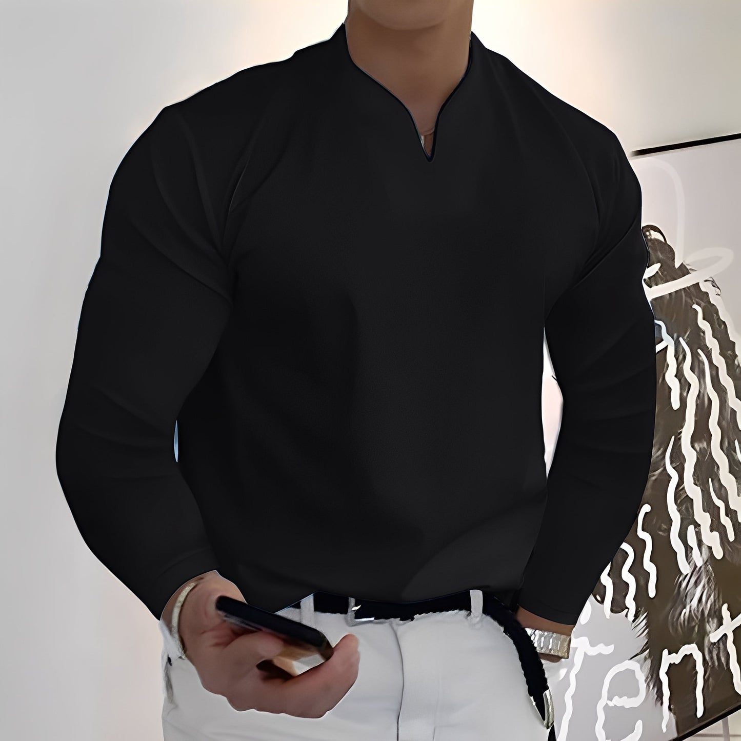 Herren Langarm Freizeitshirt
