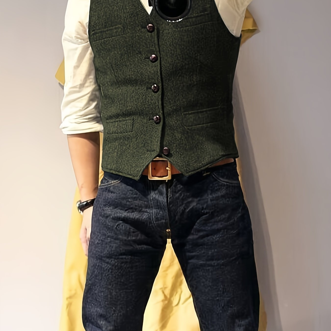 Vintage Tweed Weste im Western-Stil für Herren