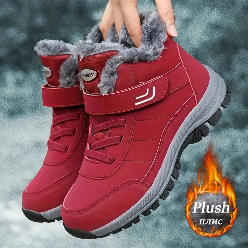 Gefütterte Outdoor Winterstiefel mit Klettverschluss für Damen