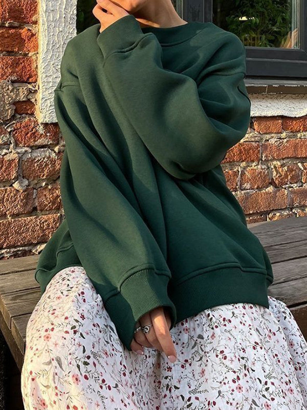 Damen Sweatshirt Locker Mit Rundhalsausschnitt