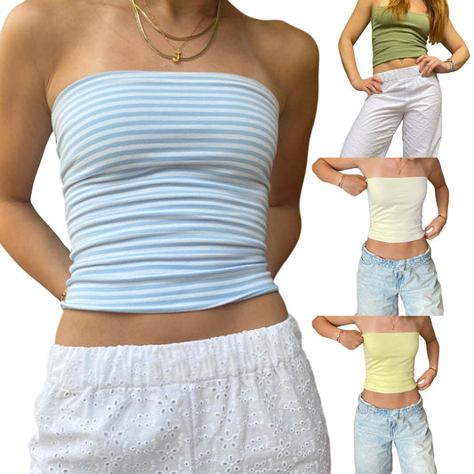 Damen-gestreiftes Bustier-Top mit feinen Linien