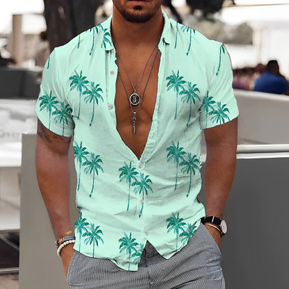 Herren Leinenhemd mit Druckmuster