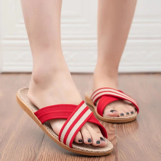 Komfort-Sandalen für Damen mit roten Kreuzriemen – ideal für den Sommer