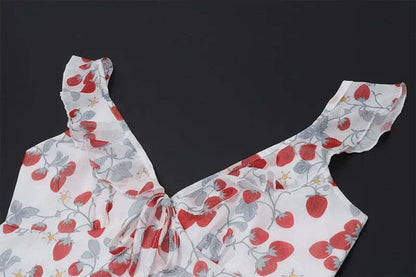 Florales Maxikleid mit tiefem V-Ausschnitt und offenem Rücken Sommerkleid