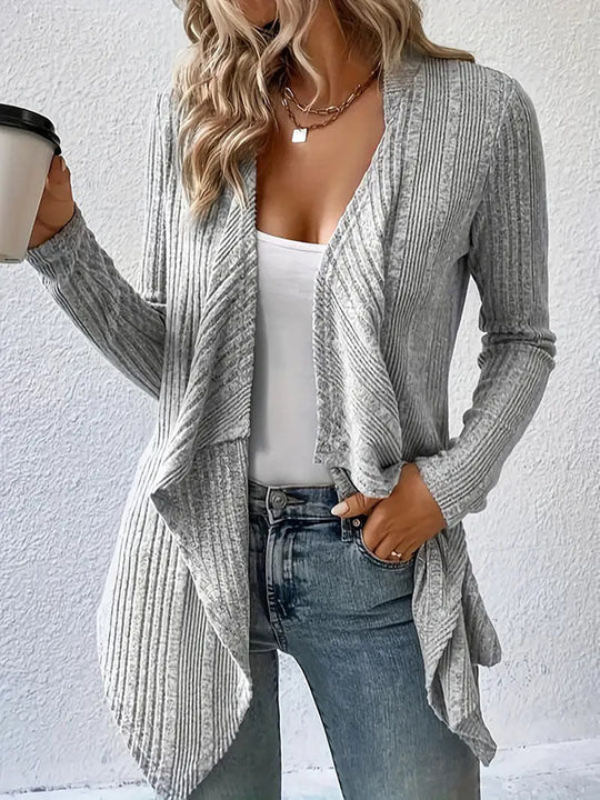 Damen Strick Cardigan Mit Wasserfall Schnitt