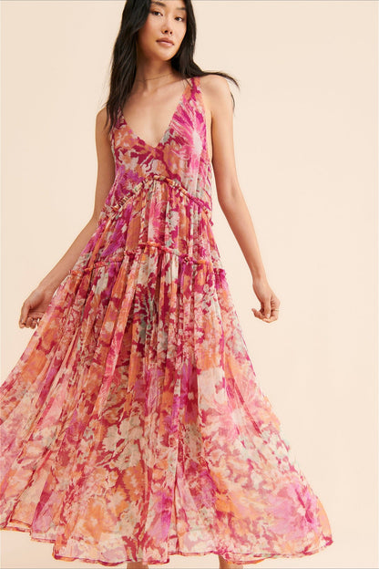 Damen Maxikleid Mit Blumenprint Ärmellos