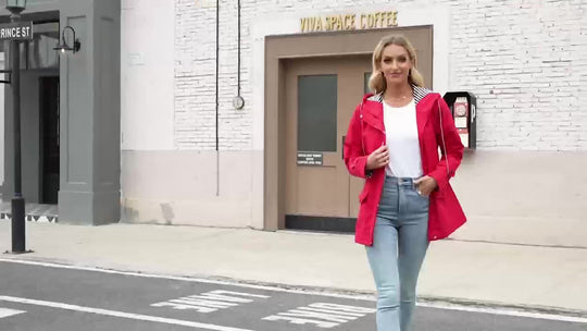 Gestreifte Jacke mit Kapuze und Reißverschluss für Damen