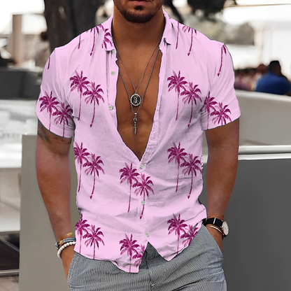 Herren Leinenhemd mit Druckmuster