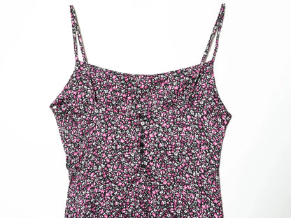 Damen V-Ausschnitt Floral Chiffon Trägerkleid Bohemian Sommer Strandbekleidung