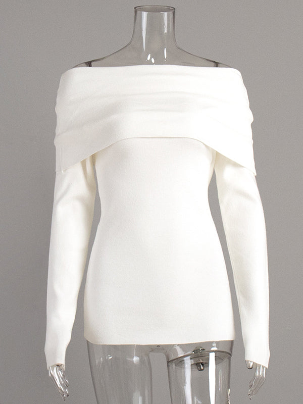 Damen Off Shoulder Pullover Mit Langem Arm