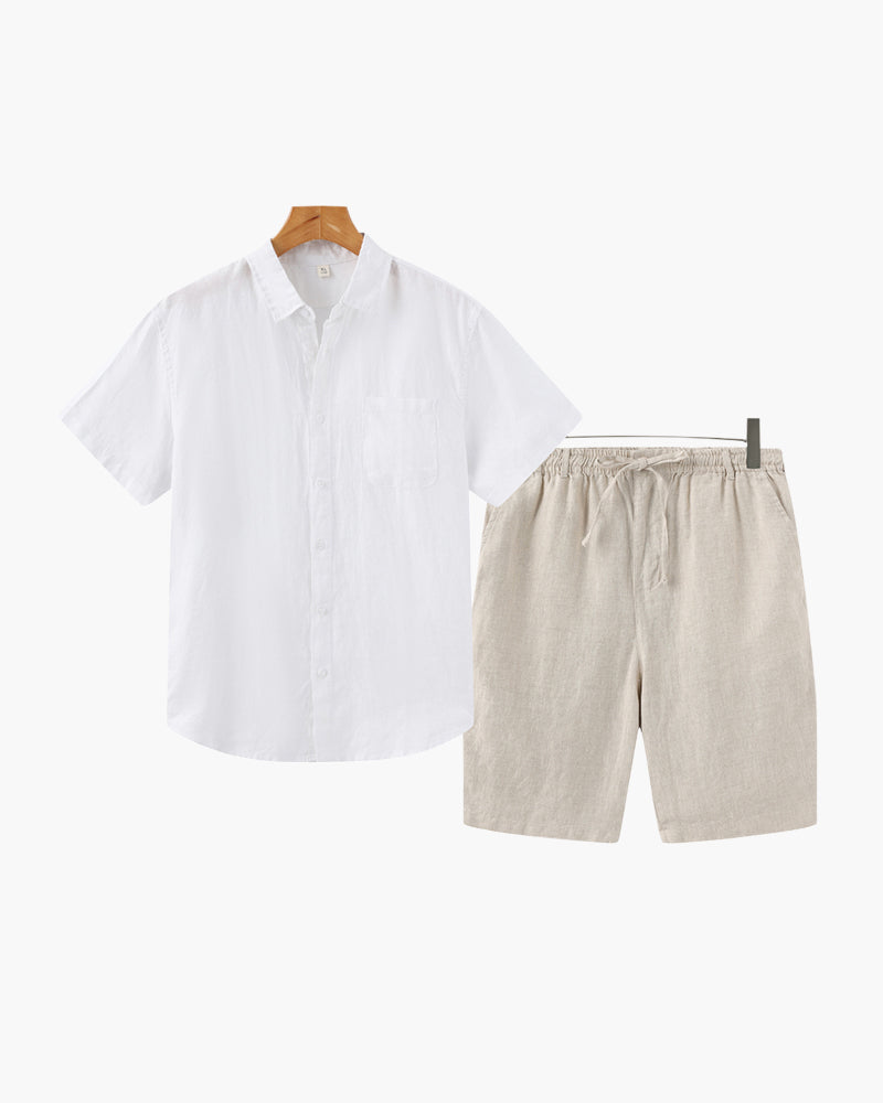 Herren Leinen Set Mit Kurzarmhemd