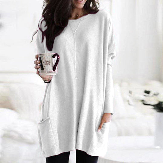 Damen Pullover Mit Taschen Und Langarm
