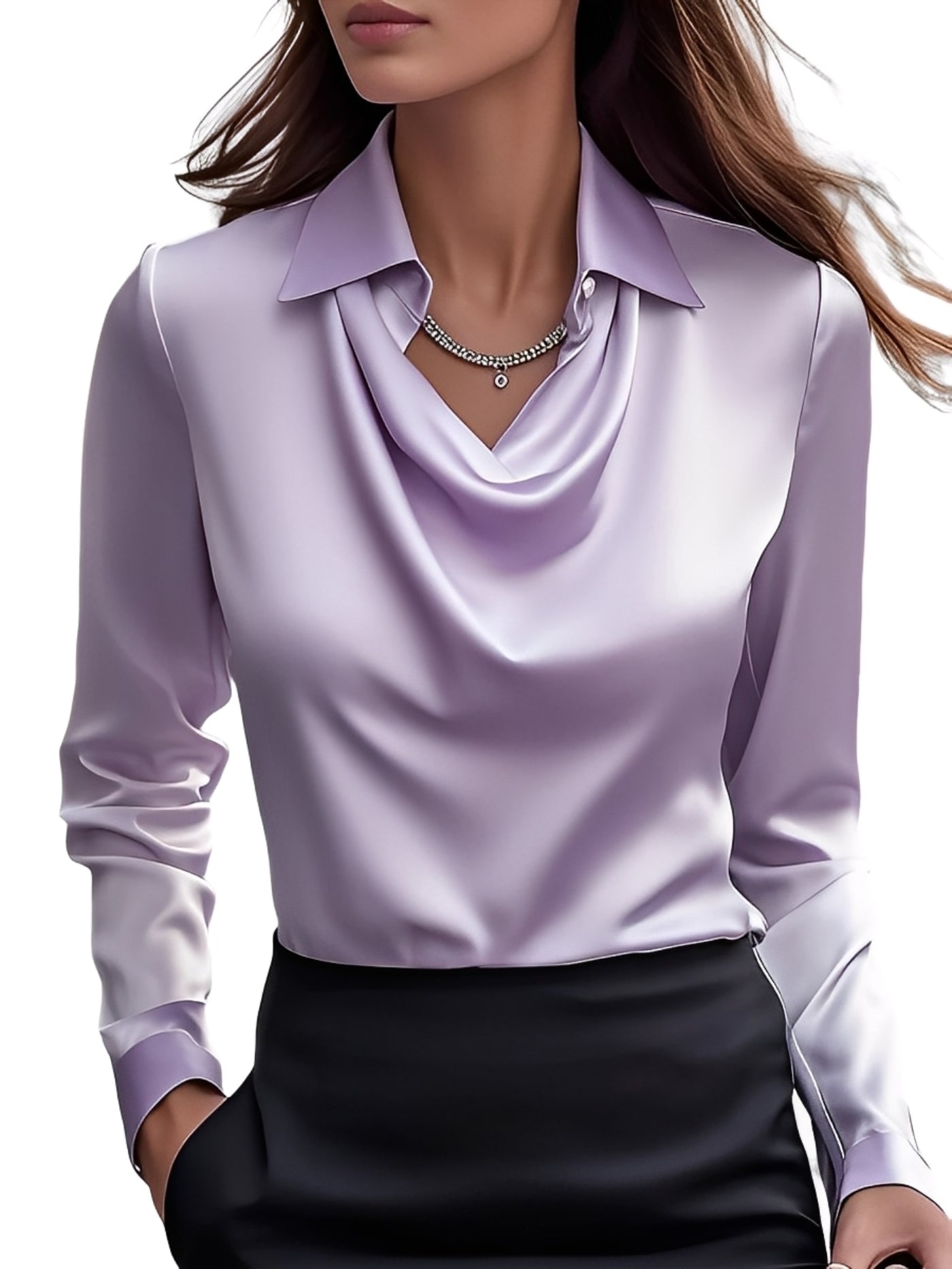 Elegante Damen Bluse aus Satin mit langen Ärmeln