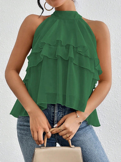 Ärmelloses Neckholder-Top für Damen in einfarbigem Design