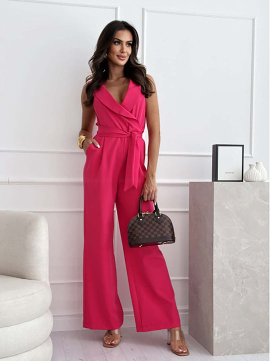 Ärmelloser eleganter Jumpsuit aus luxuriösem Stoff