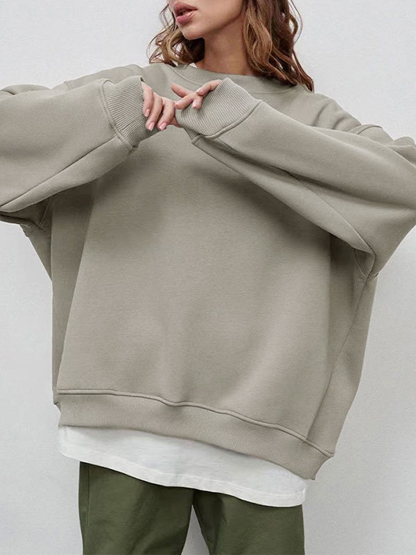 Damen Sweatshirt Locker Mit Rundhalsausschnitt