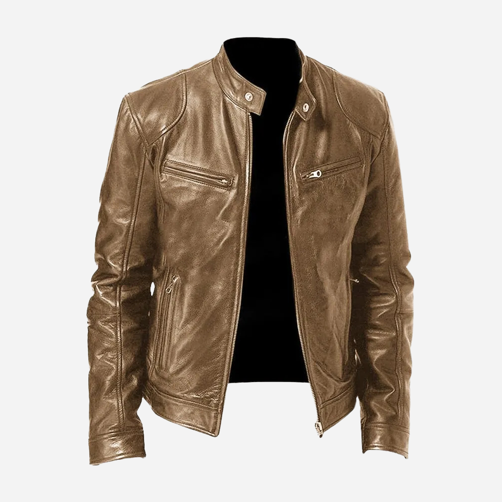 Herrens Stylische Locker sitzende und taillierte Lederjacke