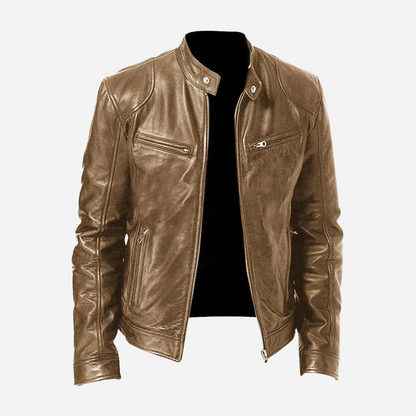Herrens Stylische Locker sitzende und taillierte Lederjacke