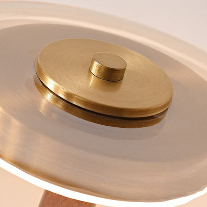 Tischlampe aus Holz und Glas im Vintage-Design