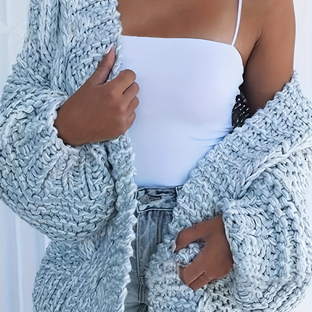 Grobstrick Cardigan mit geometrischem Muster für Damen