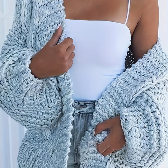 Grobstrick Cardigan mit geometrischem Muster für Damen