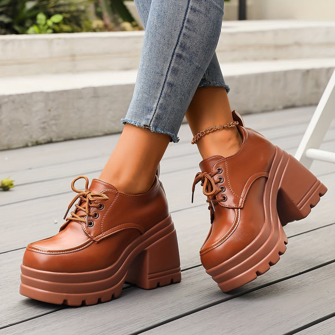 Damen Plateauschnürschuhe Im Retro Design