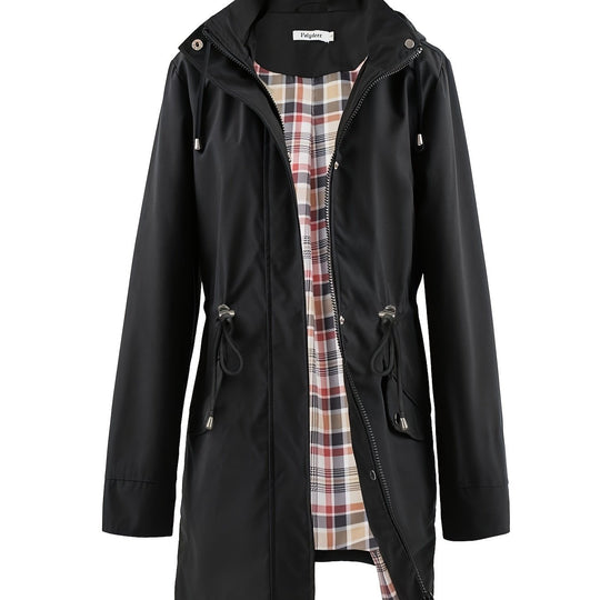 Trenchcoat mit Kapuze, Reißverschluss und Taillenzug für Damen