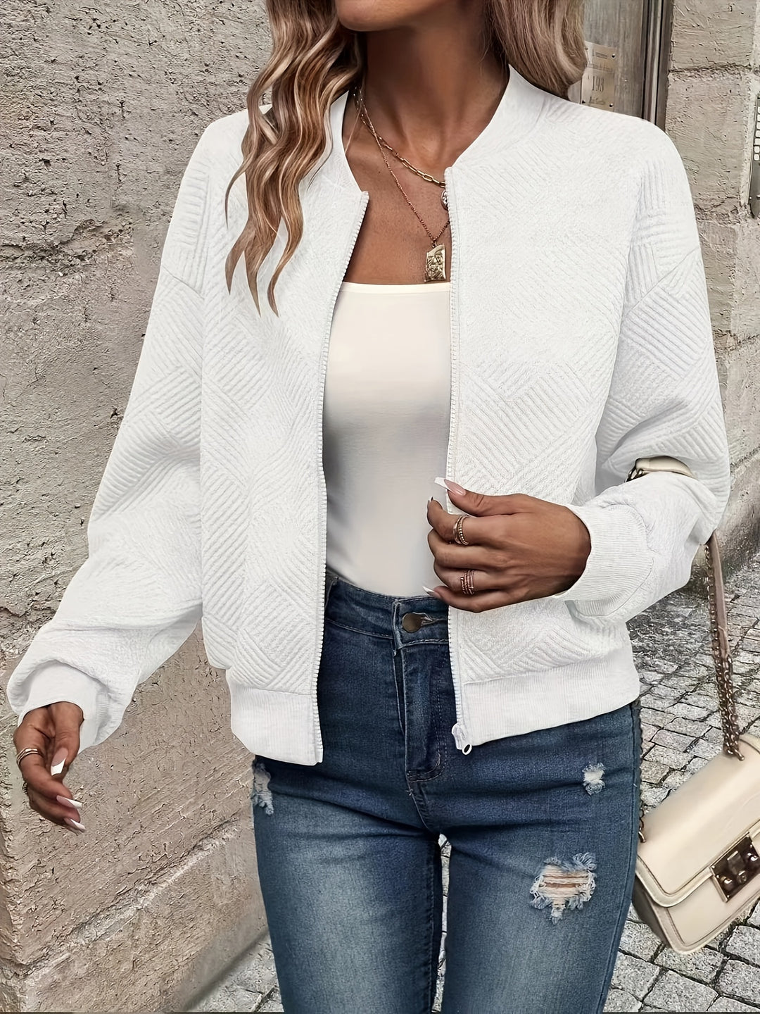 Leichte Übergangsjacke mit Stehkragen und Reißverschluss für Damen