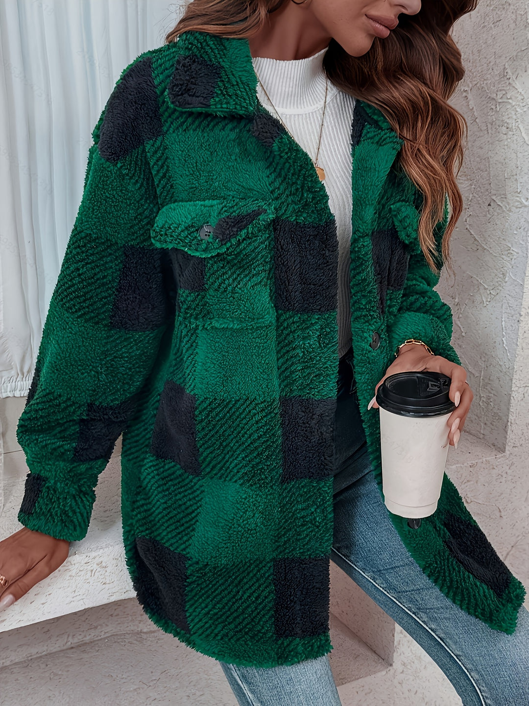 Stylische karierte Jacke für Damen