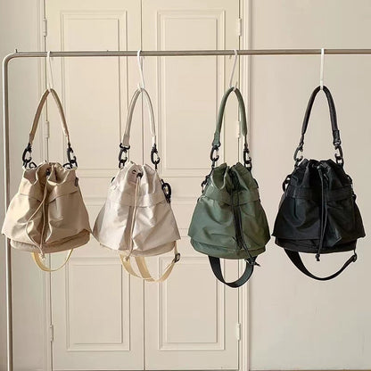 Nylon Kordelzug-Beuteltasche mit abnehmbarem Griff und Schultergurt