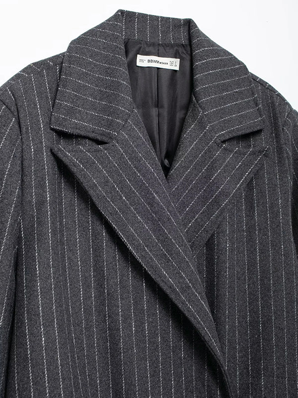 Damen Trenchcoat Mit Nadelstreifen Und Reverskragen
