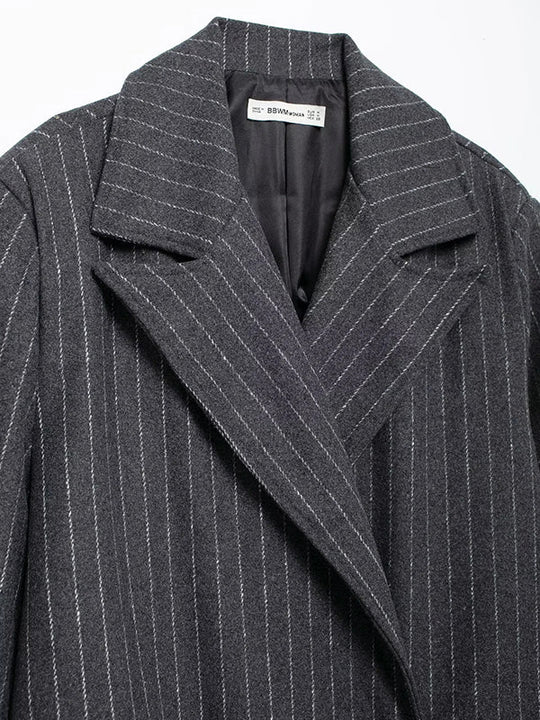 Damen Trenchcoat Mit Nadelstreifen Und Reverskragen