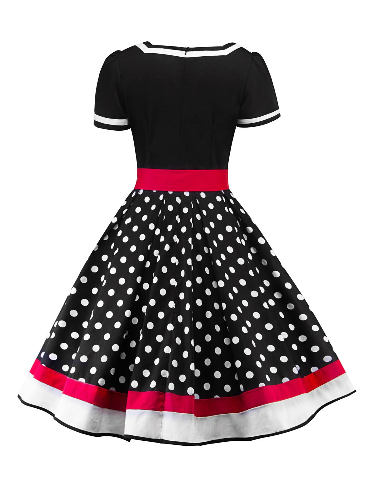 Vintage 1950er Rockabilly Polka-Dot Swing-Kleid mit Gürtel