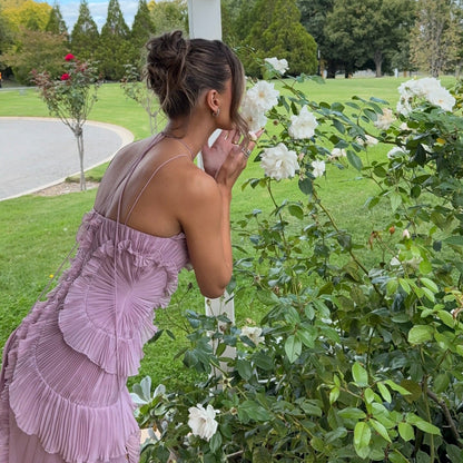 Tea Rose lila plissiertes Midikleid für Damen