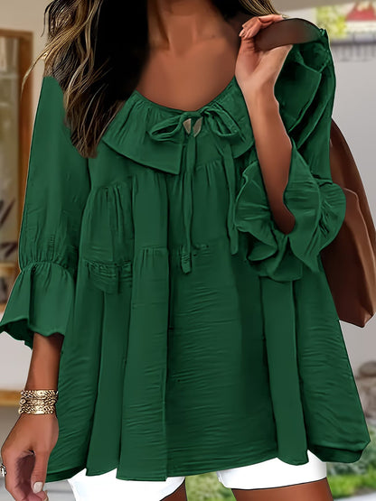 Elegante Bluse mit Rüschensaum am Ausschnitt für Damen