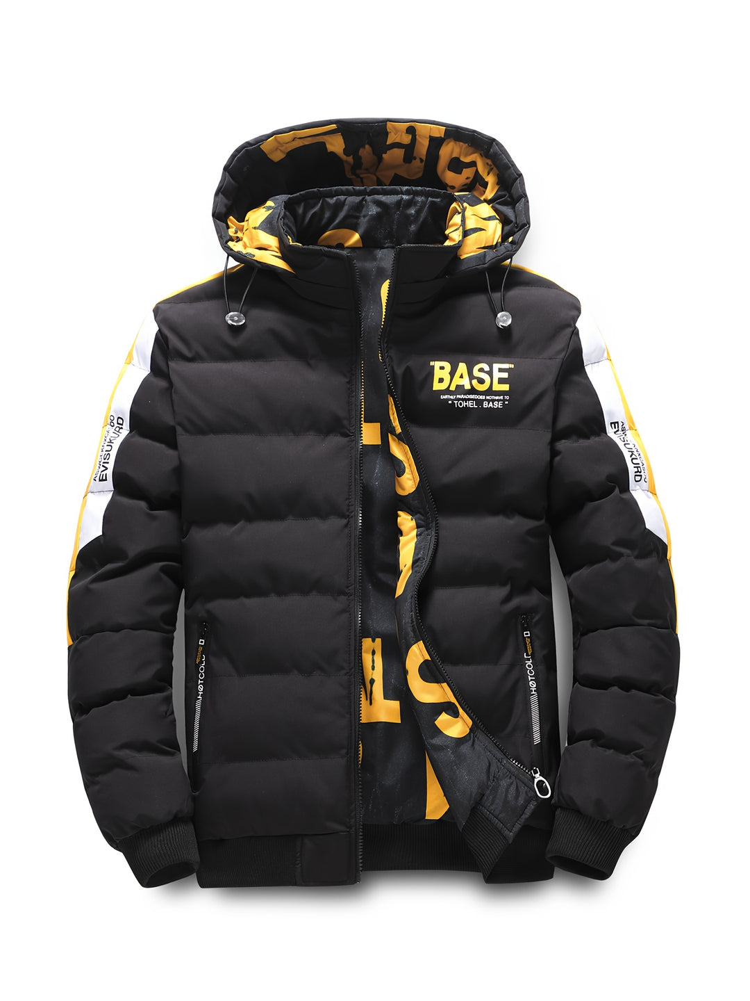 Wärmende Pufferjacke mit Buchstabenmuster für Herren