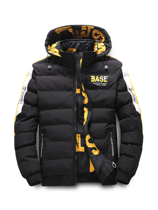 Wärmende Pufferjacke mit Buchstabenmuster für Herren