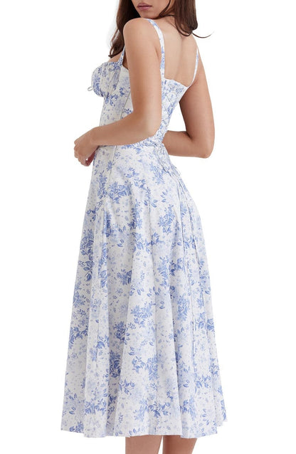Florales Bustier Midriff Cutout Bodycon Kleid