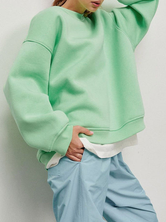 Damen Sweatshirt Locker Mit Rundhalsausschnitt