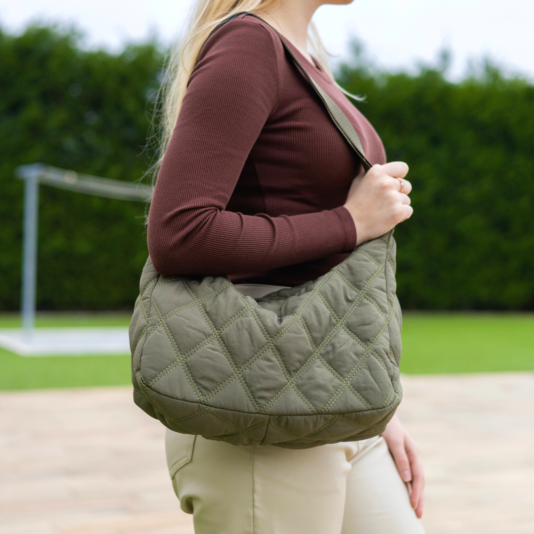 Gesteppte Diamond Puffer Schultertasche Leichtes Nylon