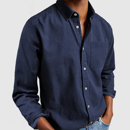 Herren Leinenhemd Leichtes Sommer Casual Hemd