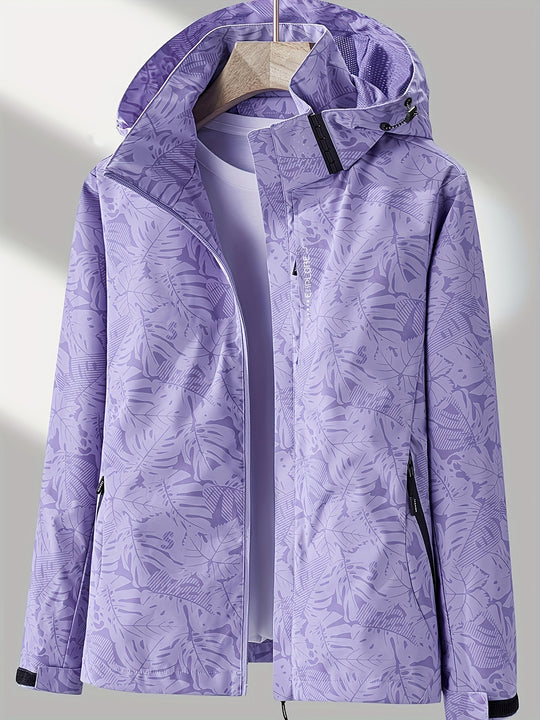 Camouflage Outdoorjacke mit abnehmbarer Kapuze für Damen