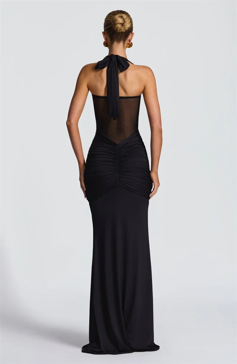 Halter gerafftes Bodycon Maxikleid formendes Abendkleid