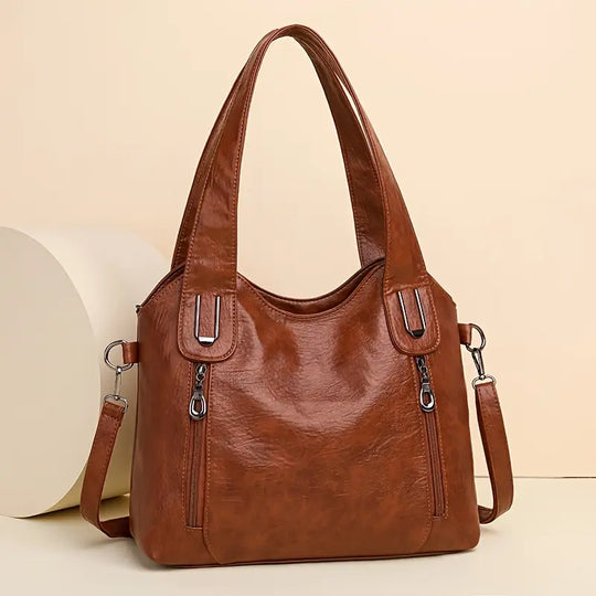 Praktische Schultertasche mit Reißverschlüssen für Damen