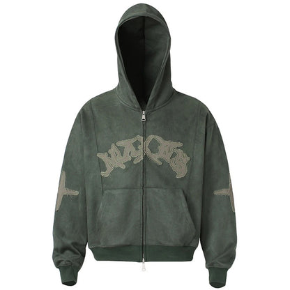 Damen Kapuzenjacke In Vintage Optik Mit Reißverschluss