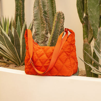 Gesteppte Diamond Puffer Schultertasche Leichtes Nylon