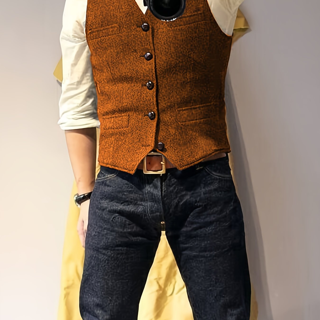 Vintage Tweed Weste im Western-Stil für Herren
