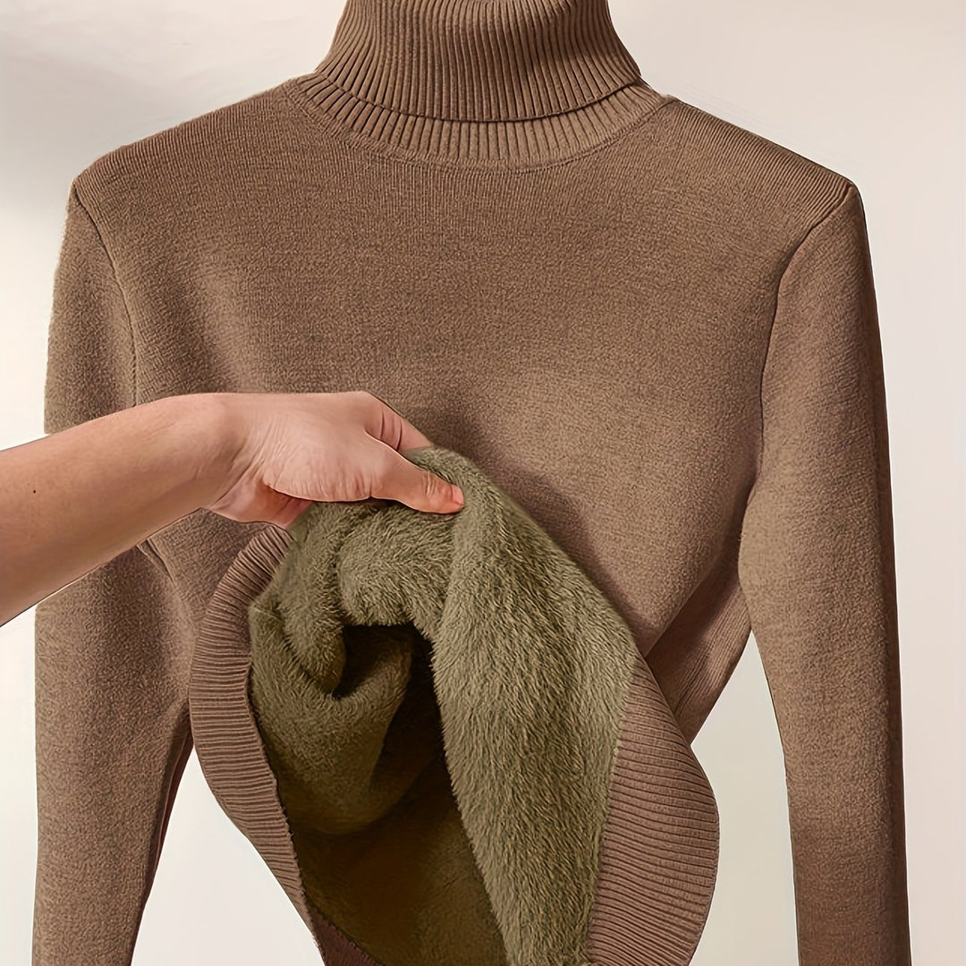 Rollkragen Pullover in Unifarbe für Damen